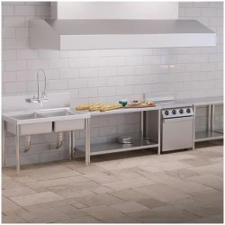 Royal Catering ruostumattomasta teräksestä valmistettu työpöytä 150 x 60 cm, 250 kg