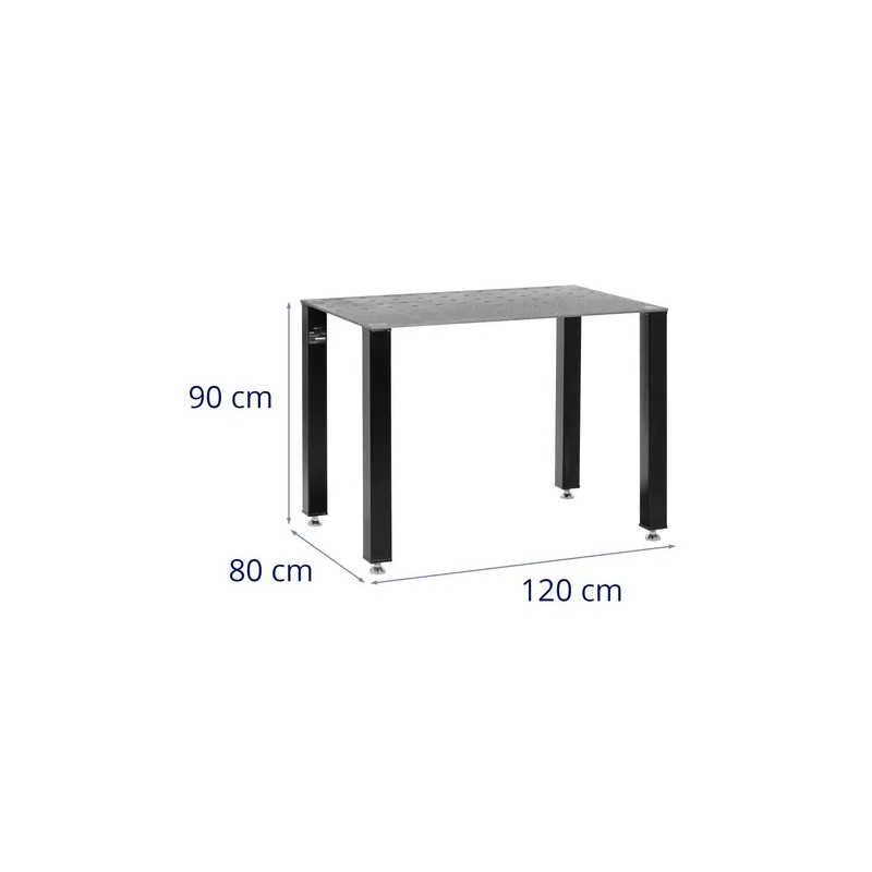 Hitsauspöytä 1000 kg, 119 x 79 cm, rei'itetty teräslevy, hiiliteräs