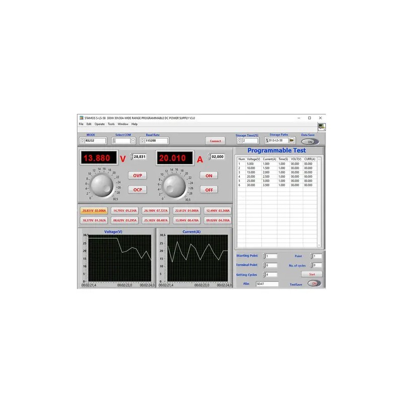 Laboratorion virtalähde S-LS-58 0-30 V 0-30 A 300 W USB/LAN/RS232