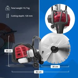 Bensiinikäyttöinen betonileikkuri 2500 W 120 mm leikkuussyvyys