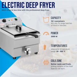 Royal Catering sähkökäyttöinen friteerausastia 16 l 3500 W poistohanalla