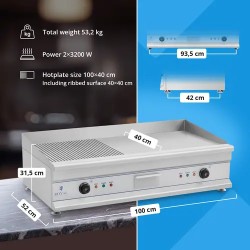 Royal Catering RCG 100G sähkögrillilevy 100 cm 2 x 3 200 W 53 kg