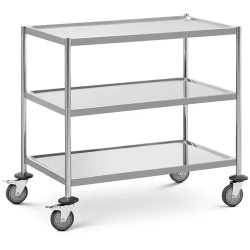 Royal Catering ruostumattomasta teräksestä valmistettu tarjoiluvaunu 3 hyllyä 84 5 x 52 5 x 80 cm