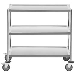 Royal Catering ruostumattomasta teräksestä valmistettu tarjoiluvaunu, 3 hyllyä, 84,5 x 52,5 x 80 cm