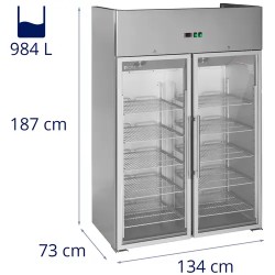 Gastro-kylmäkaappi lasiovilla 984 l