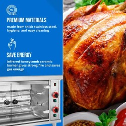 Royal Catering kaasugrilli 2 vartaalla ja valaistuksella
