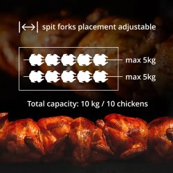 Royal Catering kaasugrilli 2 vartaalla ja valaistuksella