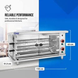 Royal Catering kaasugrilli 2 vartaalla ja valaistuksella