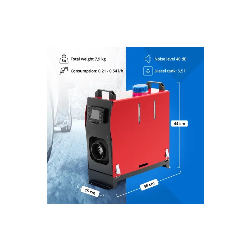 Diesel-standlämmitin 12 V 8 kW 5,5 l säiliöllä