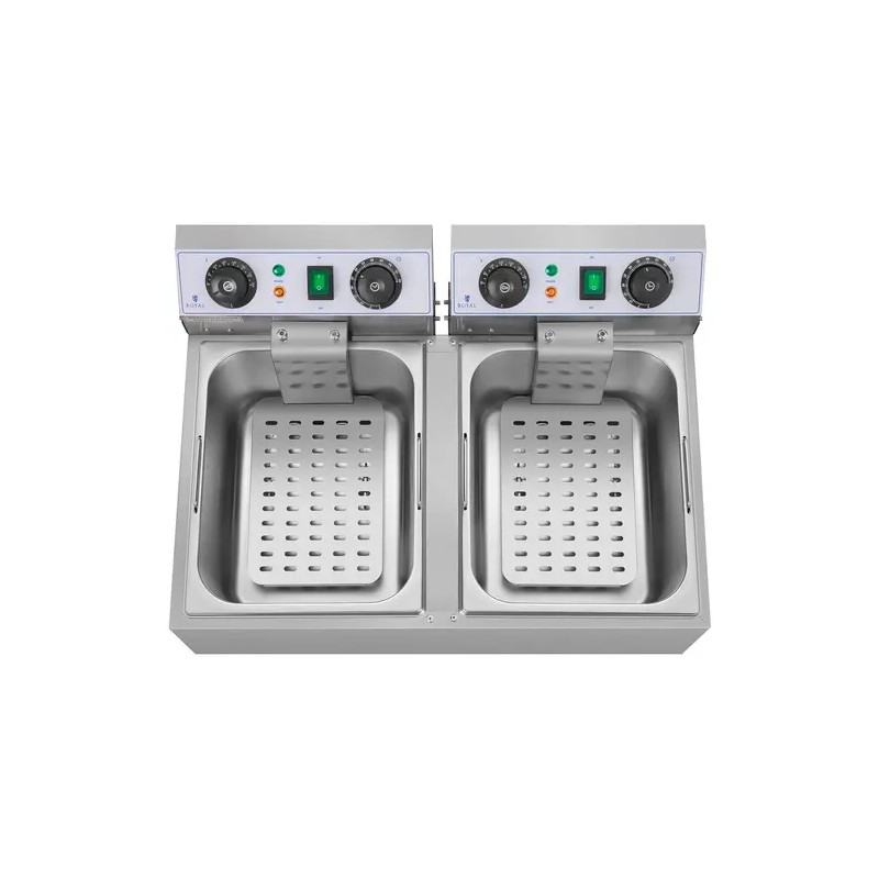 Royal Catering RCTF 10DB sähköinen kaksoisfriteeraaja 2 x 10 l 6400 W ajastimella