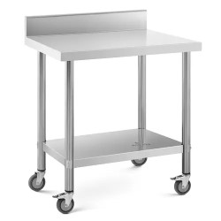 Royal Catering ruostumattomasta teräksestä valmistettu työpöytä pyörillä 60 x 80 cm