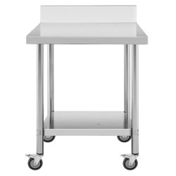 Royal Catering ruostumattomasta teräksestä valmistettu työpöytä pyörillä 60 x 80 cm