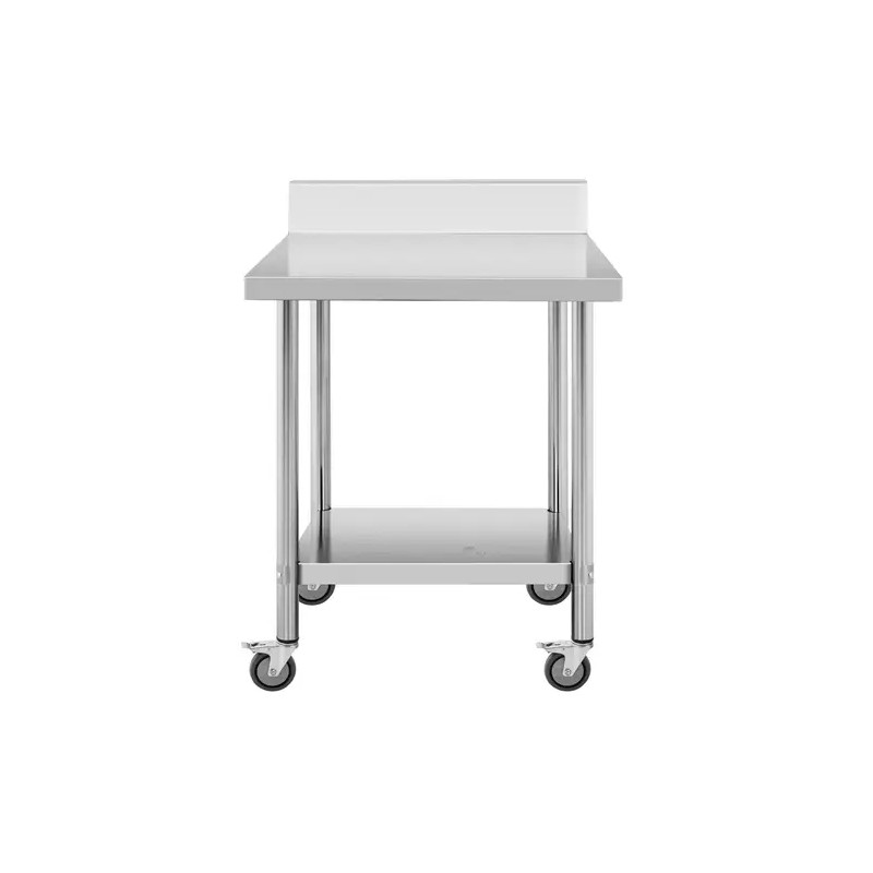 Royal Catering ruostumattomasta teräksestä valmistettu työpöytä pyörillä 60 x 80 cm