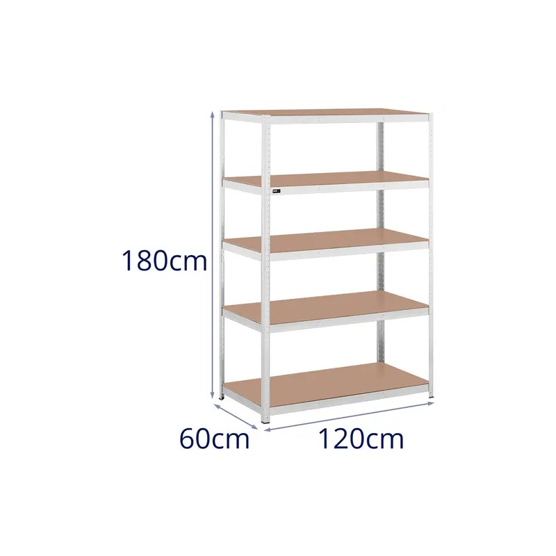 MSW metallihylly 120 x 60 x 180 cm, 5 hyllyä, harmaa 19.15 kg
