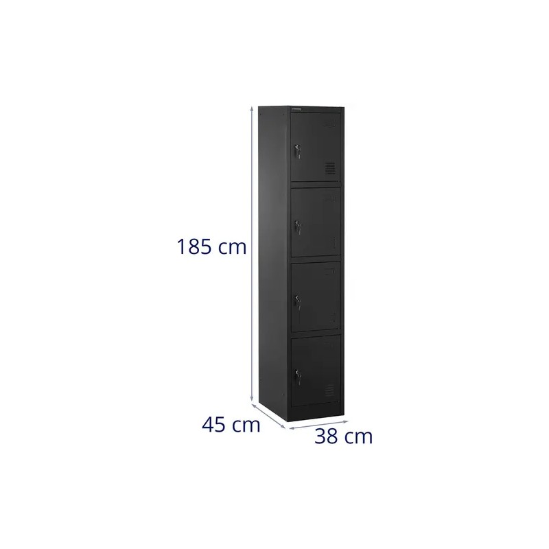 Fromm & Starck 4-lokeroinen lukittava teräskaappi, harmaa/antrasiitti, 80 kg