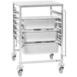 Royal Catering ruokavaunu ruostumattomasta teräksestä, 6 x GN 2/1, kantavuus 90 kg