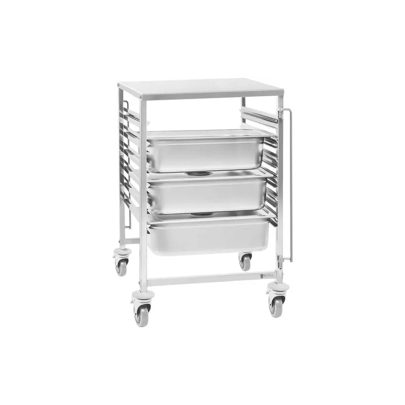 Royal Catering ruokavaunu ruostumattomasta teräksestä, 6 x GN 2/1, kantavuus 90 kg
