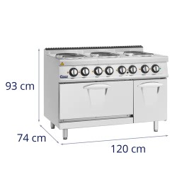 Royal Catering sähköhella uunilla, 6 valurautalevyä, 19,1 kW, 120 x 73 cm, Pro 730 Series
