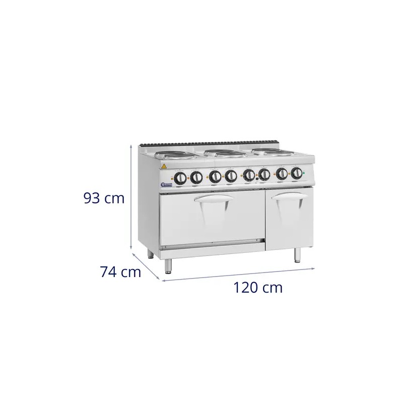 Royal Catering sähköhella uunilla, 6 valurautalevyä, 19,1 kW, 120 x 73 cm, Pro 730 Series