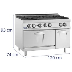 Royal Catering kaasuliesi kaasu-uunilla ja alakaapilla, 27,6 kW, 6 poltinta