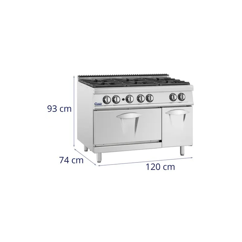 Royal Catering kaasuliesi kaasu-uunilla ja alakaapilla, 27,6 kW, 6 poltinta