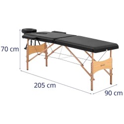 Taitettava hierontapöytä 185 x 70 cm, korkeus 62-86 cm, kantavuus 220 kg, musta