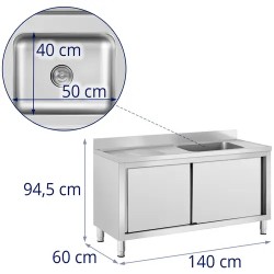 Royal Catering RC-IKS06 tiskiallaskaappi ruostumaton teräs 140 x 60 cm