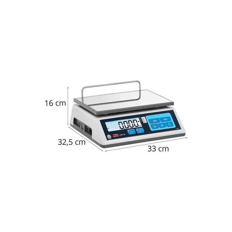 Pöytävaaka 15 kg / 5 g - kalibroitu - 23 x 30 cm - LCD