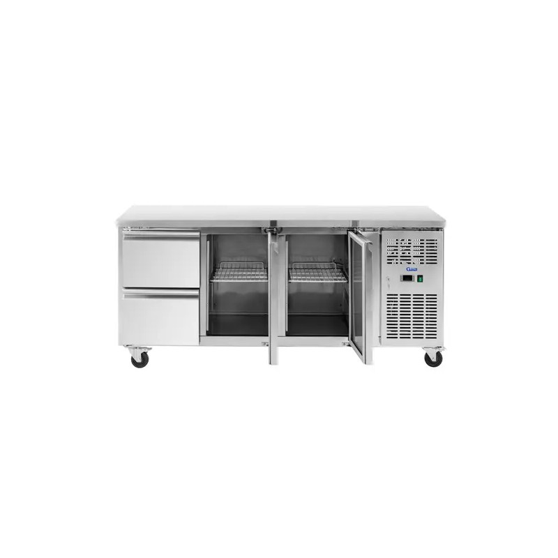 Royal Catering kylmäpöytä 410 l, 2 lokeroa ja 2 laatikkoa, 179,5 x 70 cm, ruostumaton teräs