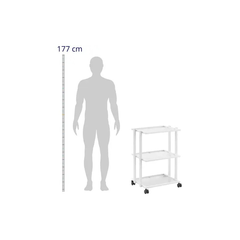 Physa kosmetiikkavaunu 3 lasihyllyä valkoinen max 60 kg