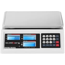 Kappalemäärävaaka 6 kg / 0,1 g - 22,8 x 28 cm - Akku 80 h - 3 LCD