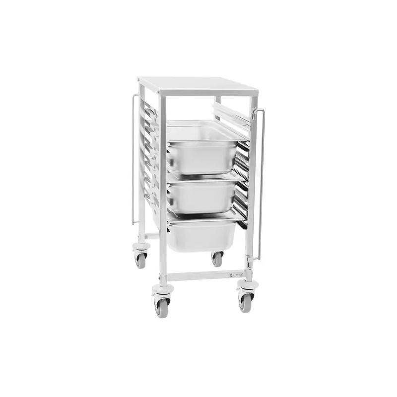 Tarjoiluvaunu RCTW 6 GN1/1, ruostumaton teräs, 6 GN-astiaa, 90 kg, 2 turvakaidetta