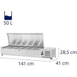 Royal Catering RCKV-140/39-S5 kylmävitriini 140 x 39 cm, 6 GN 1/3 -astiaa