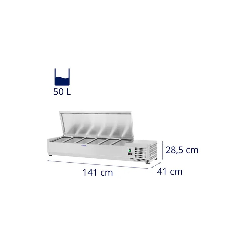 Royal Catering RCKV-140/39-S5 kylmävitriini 140 x 39 cm, 6 GN 1/3 -astiaa