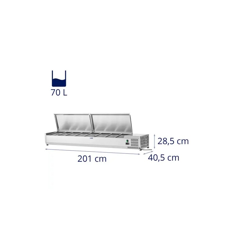Kylmälaitteisto RCKV-200/39-S9 200 x 39 cm 9 GN 1/3 -astialla