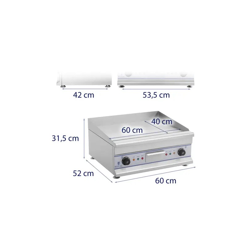 Royal Catering RCG 60 sähkögrilli 60 cm sileä valurautalevy 2 x 3200 W 32 kg
