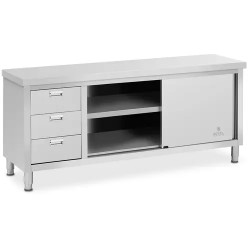 Royal Catering ECO ruostumattomasta teräksestä valmistettu työpöytäkaappi 200 x 60 cm 500 kg