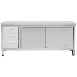 Royal Catering ECO ruostumattomasta teräksestä valmistettu työpöytäkaappi 200 x 60 cm 500 kg