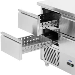 Royal Catering kylmälpöytä pyörillä 350 l 6 vetolaatikkoa 136,5 x 70 cm ruostumaton teräs