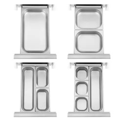 Royal Catering kylmälpöytä pyörillä 350 l 6 vetolaatikkoa 136,5 x 70 cm ruostumaton teräs