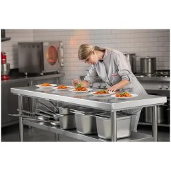 Royal Catering RCWT-180X60-3L-E ruostumattomasta teräksestä valmistettu työpöytä 60 x 180 cm