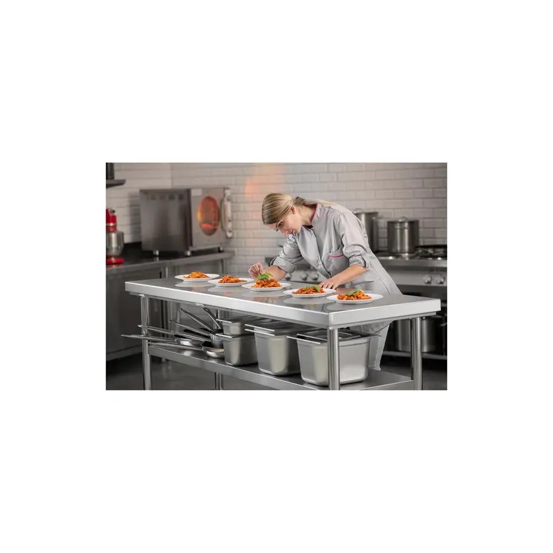 Royal Catering RCWT-180X60-3L-E ruostumattomasta teräksestä valmistettu työpöytä 60 x 180 cm