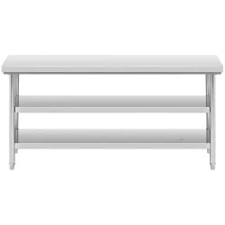 Royal Catering RCWT-180X60-3L-E ruostumattomasta teräksestä valmistettu työpöytä 60 x 180 cm