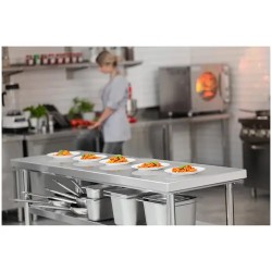 Royal Catering RCWT-180X60-3L-E ruostumattomasta teräksestä valmistettu työpöytä 60 x 180 cm