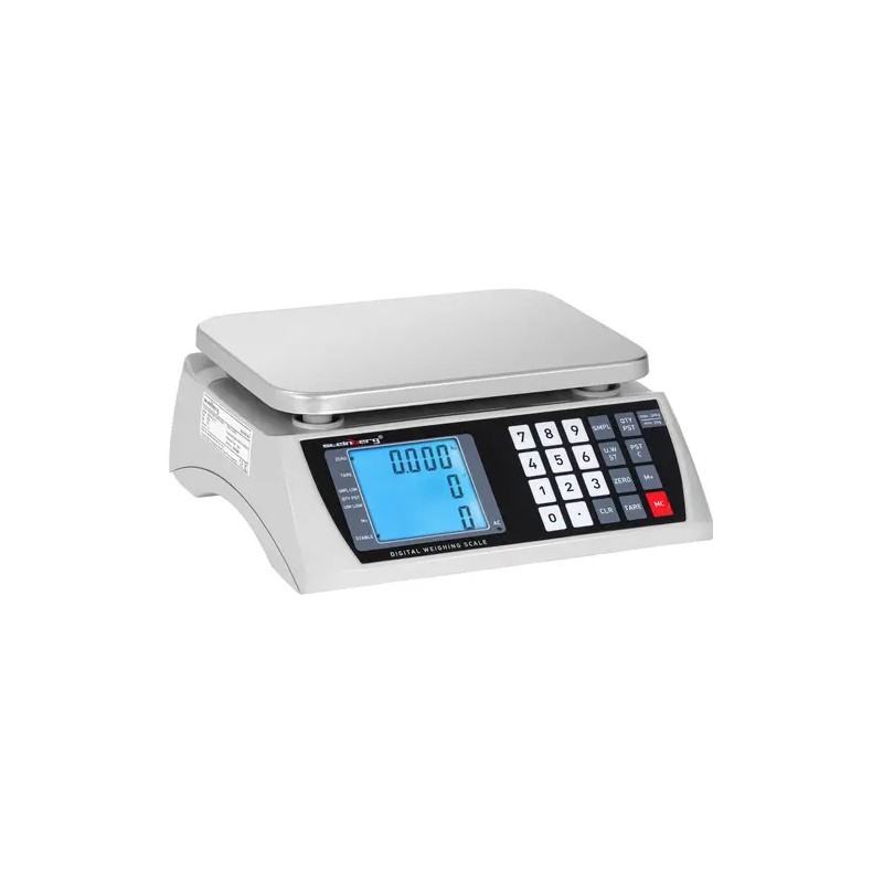 Kappalelaskeva vaaka 30 kg / 1 g, 22,3 x 17,4 cm, akkukäyttöinen LCD-näytöllä