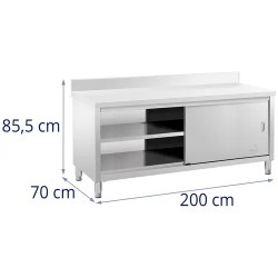 Royal Catering RCSSCB-200X70-E-B ruostumattomasta teräksestä valmistettu työpöytäkaappi 200 x 70 cm