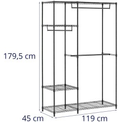 Royal Catering metallinen vaaterekki 120 x 45 x 179,5 cm musta
