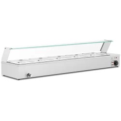 Royal Catering Bain Marie vesikylpylämmitin 2 000 W 5 GN 1 2 astiaa poistoventtiili ja lasisuoja