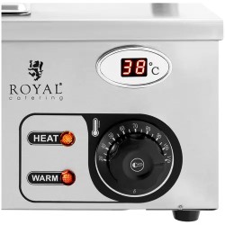 Royal Catering Bain Marie vesikylpylämmitin 2 000 W, 5 GN 1/2 -astiaa, poistoventtiili ja lasisuoja