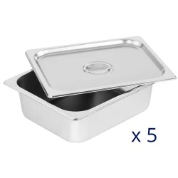 Royal Catering Bain Marie vesikylpylämmitin 2 000 W, 5 GN 1/2 -astiaa, poistoventtiili ja lasisuoja
